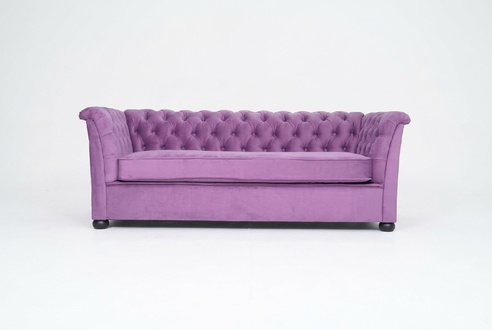 Chesterfield Couch Polster Textil Couchen Dreisitzer Sofa Lila Samt Wohnzimmer