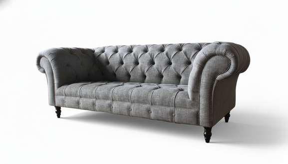 Chesterfield Couch Sofa Polster 3 Sitzer Couchen Sitz Sofas Grau