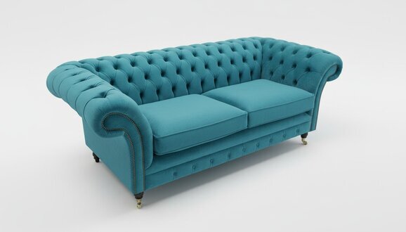 Chesterfield Couch Textil Stoff Sofa Möbel Edles Design 3 Sitzer