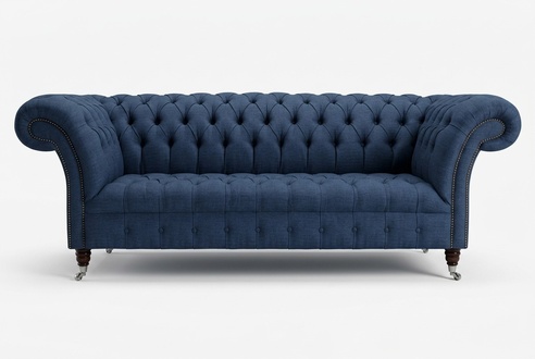 Chesterfield Couch xxl big sofa couchen samt leder textil polster sofas neu blau