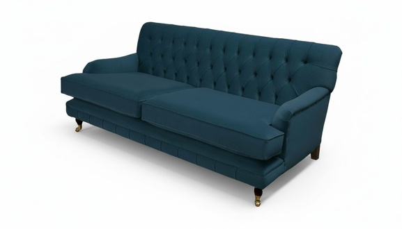 Chesterfield Design Luxus Polster Sofa 3 Sitzer Blau Couch Textil