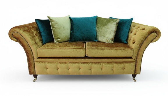 Chesterfield Design Luxus Polster Sofa Couch Sitz Garnitur Leder Textil Neu #231