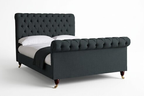 Chesterfield Design Polster Englisches Doppelbett Schwarz 140/160/180x200