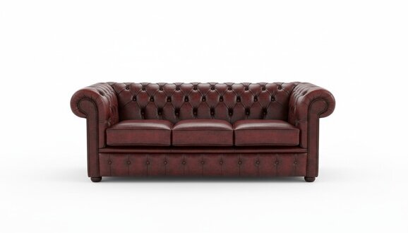 Chesterfield Designer Large 3 Sitzer Sofa Leder Rot Textil Luxus Polstersofas