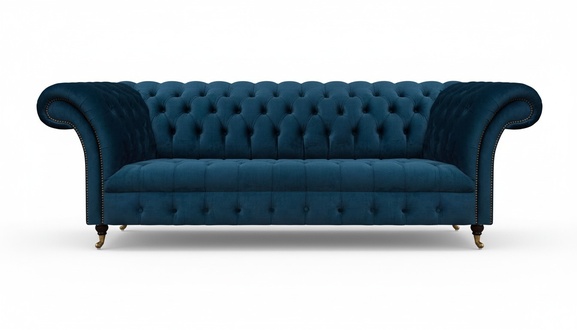 Chesterfield Designer Möbel Dunkelblaue Couch Designer Edle Textilsofas