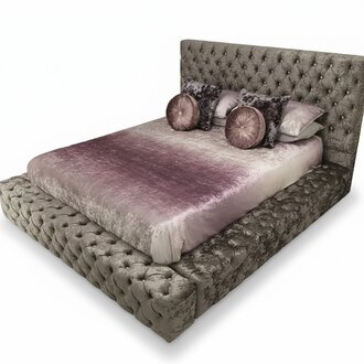 Chesterfield Doppelbett Möbel 180x200 Polster Textil Betten Luxus Design Rahmen