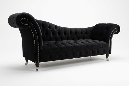 Chesterfield Dreisitzer Couch Polster Design Sofa 3er Sitz Sofas Zimmer Schwarz