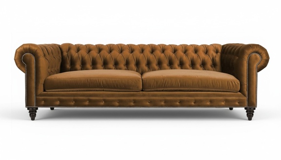 Chesterfield Dreisitzer Kreative Möbel Textil Stoff Orange Neu Wohnzimmer Modern