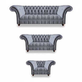 Chesterfield Edle Textilgarnitur Designer 3-Sitzer Zweisitzer Lehnsessel