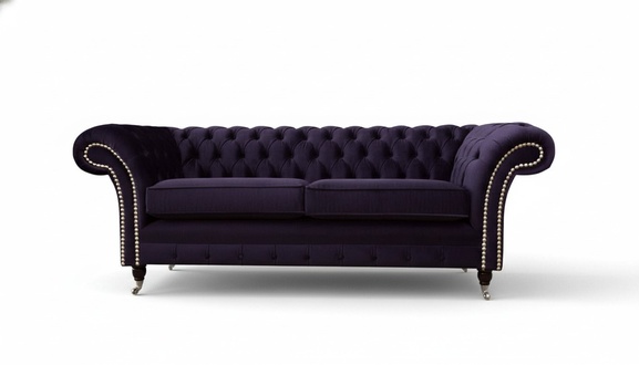 Chesterfield englisch klassischer Stil Sofa Couch 3 Sitz Polster Lila 230cm