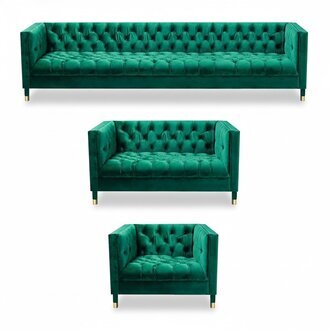 Chesterfield Garnitur Luxus Möbel Wohnzimmer Garnitur 3tlg Polster Stoff