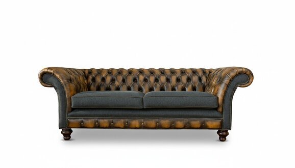Chesterfield Gelbe Leder Designer Modern Design Möbel Luxus Wohnzimmer 3Sitzer