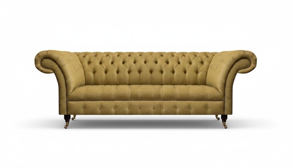Chesterfield Gelbe Sitzcouch Wohnzimmer Dreisitzer Luxuriöse Edle Möbel