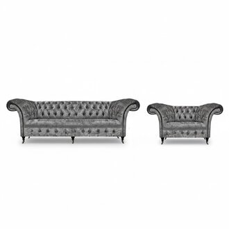 Chesterfield Grau Sofa Dreisitze Couch Wohnzimmer Sessel Polstermöbel
