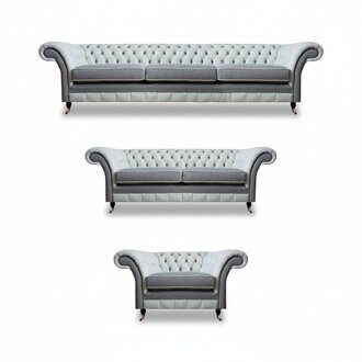 Chesterfield Grau Sofagarnitur 3tlg Design Möbel Polstermöbel Wohnzimmer