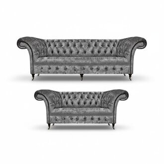 Chesterfield Grau Sofagarnitur Luxus Design Polstermöbel Wohnzimmer