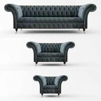 Chesterfield Graue Couchgarnitur Designer Polstersofas Edler Einsitzer