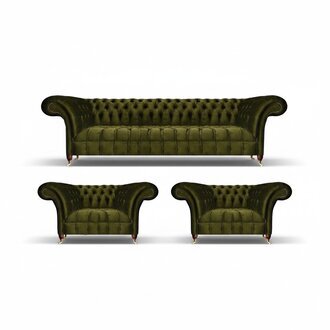 Chesterfield Grün Sofagarnitur 3tlg Luxus Komplett Textil Sofas Neu Einrichtung