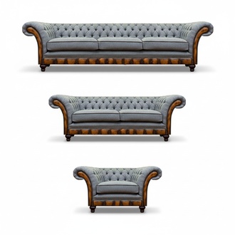 Chesterfield Hellgraue Polstermöbel Wohnzimmer Sofagarnitur Edles Set