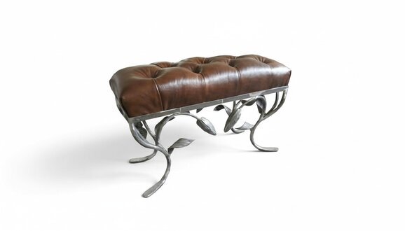Chesterfield Hocker Fußhocker Pufa Chaise Vintage Leder Textil Beistellhocker