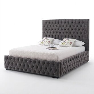 Chesterfield Hotel Doppel Leder Polster Bett Schlafzimmer Luxus Betten