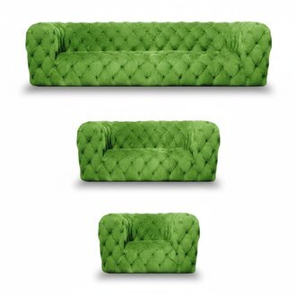 Chesterfield Komplett 3tlg Sofagarnitur Wohnzimmer Modern Textil Neu Sitzmöbel