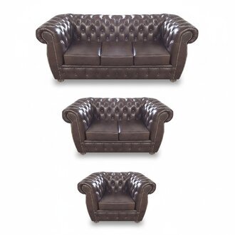 Chesterfield Komplett Set 3tlg Wohnzimmer Sofagarnitur Braun Sofas Einrichtung