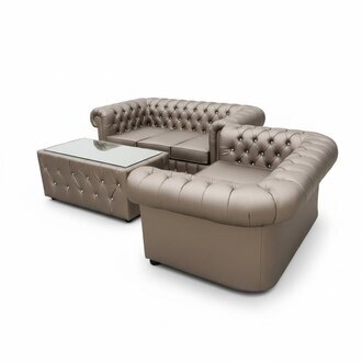 Chesterfield Leder Sofagarnitur Komplett Set Sofa Couch 3+2 + Couchtisch