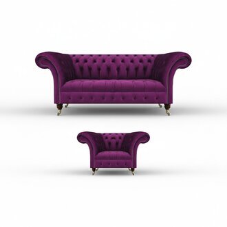 Chesterfield Lila Sofa Couch Dreisitze Wohnzimmer Sessel Textil Möbel Polster