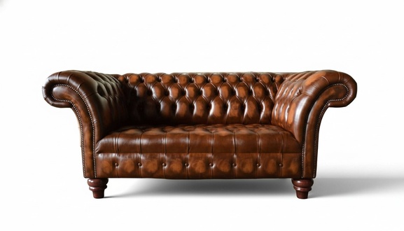 Chesterfield Luxus 2 Sitzer Couch Polster Sofa Zweisitzer 100% Leder Sofort