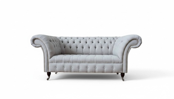 Chesterfield Luxus 2 Sitzer Couch Polster Sofa Textil Stoff Couchen Neu
