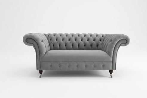 Chesterfield Luxus 2 Sitzer Couch Polster Sofa Textil Stoff Couchen Garnitur Neu