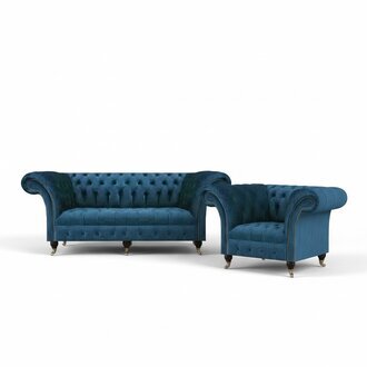 Chesterfield Luxus Set 2tlg Dreisitze Sofa Komplett Sessel Modern Sitzmöbel