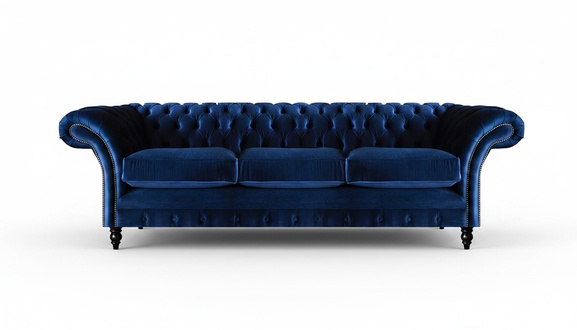 Chesterfield Luxus Sofa Dreisitzer Wohnzimmer Polster Stoff Textil Design Neu