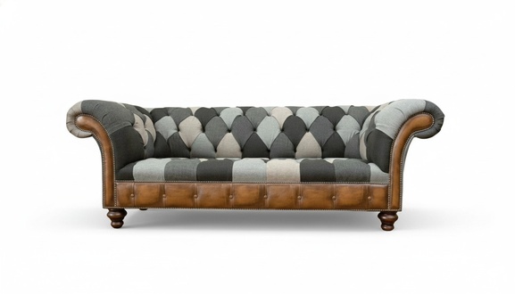 Chesterfield Mehrfarbig 3 Sitzer Sofa Dreisitzer Design Couchen Polster Textil