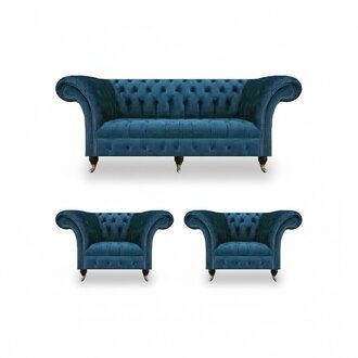 Chesterfield Modern Set 3tlg Luxus Sofas Komplett Einrichtung Sessel Sitzmöbel