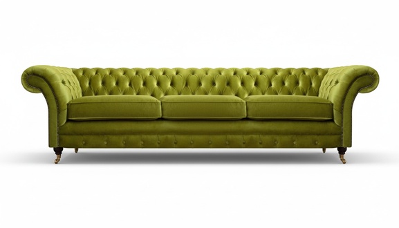 Chesterfield Olivengrüne Polstercouch Bettfunktion Couch Wohnzimmer Möbel