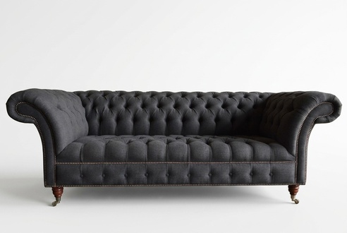 Chesterfield Original Sofa JVMoebel Couch Textil Sofas Couchen Stoff Grau Neu