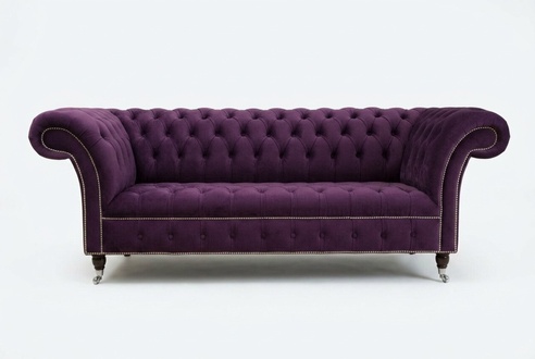 Chesterfield Original Sofa JVMoebel Couch Textil Sofas Stoff Lila 225cm Couchen