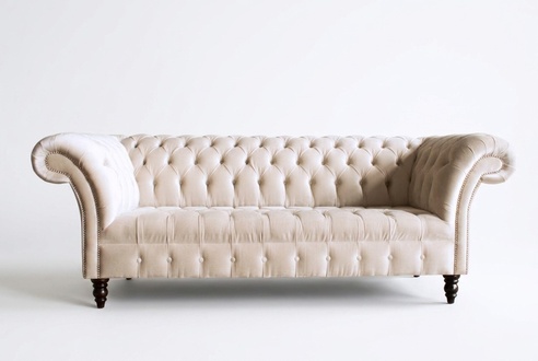 Chesterfield Original Sofa JVMoebel Couch Textil Sofas Couchen Stoff Beige 225cm