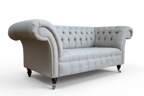 Chesterfield Original Sofa JVMoebel Textil Sofas Couchen Stoff Grau 185cm