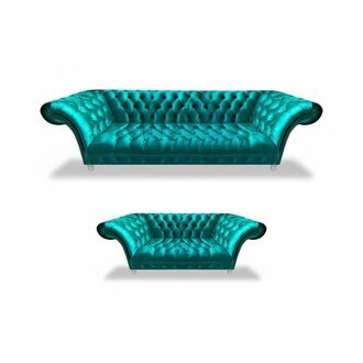 Chesterfield Polster Möbel 2x Sofas Blau Sitzmöbel Wohnzimmer Garnitur