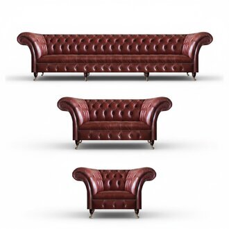 Chesterfield Polstermöbel Braun Komplett Sofagarnitur 3tlg Wohnzimmer