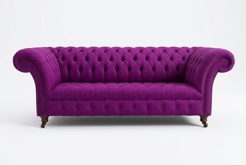 Chesterfield Samt Sofa 3 Sitzer Designer Lila Couchen Couch Polster Stoff Textil