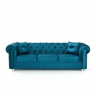 Chesterfield Samt Sofa 3 Sitzer Designer Couchen Couch Stoff Polster