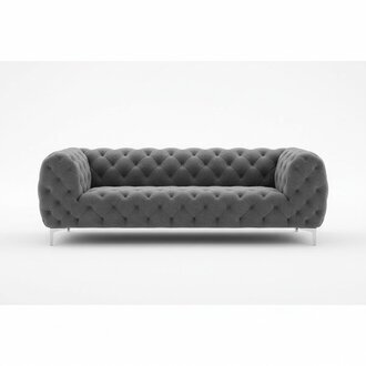 Chesterfield Samt Sofa 3 Sitzer Grau Designer Couchen Couch Stoff Polster Textil