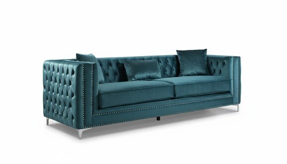 Chesterfield Samt Sofa 3 Sitzer Designer Turkis Couchen Couch Stoff