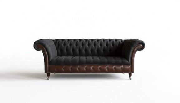 Chesterfield Schwarz Wohnzimmer Stoff Design Couchen Polster Sofa Neu