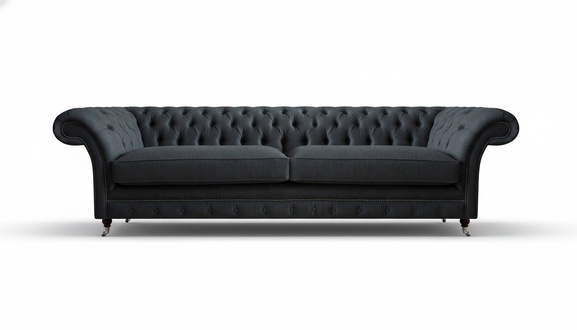 Chesterfield Schwarzer Zweisitzer Designer Wohnzimmer Sitzmöbel Couch
