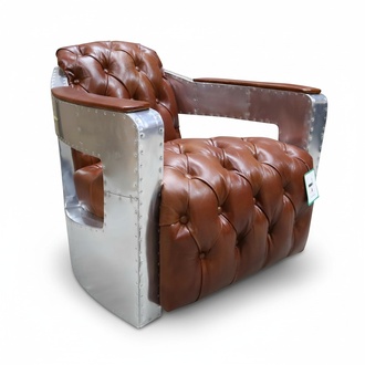 Chesterfield Sessel Knopf Geschlossen Sitzen Shabby Vintage Tan Echtes